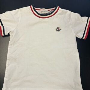 Moncler Kids White Tee with Red and Blue Trim